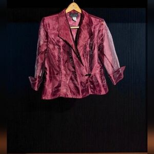 Alex Evenings Deep Maroon Red Sheer XL Women's Blazer